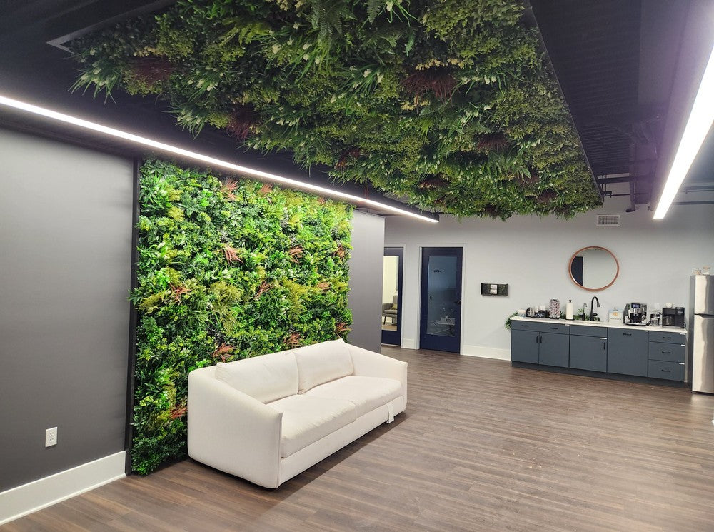 Zero-Maintenance Artificial Ceiling Plants & Vertical Garden Walls: A Full Office Transformation