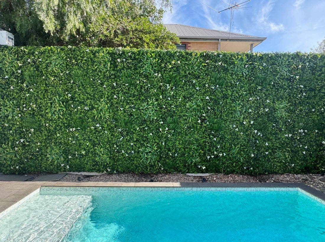 artificial green walls by pool