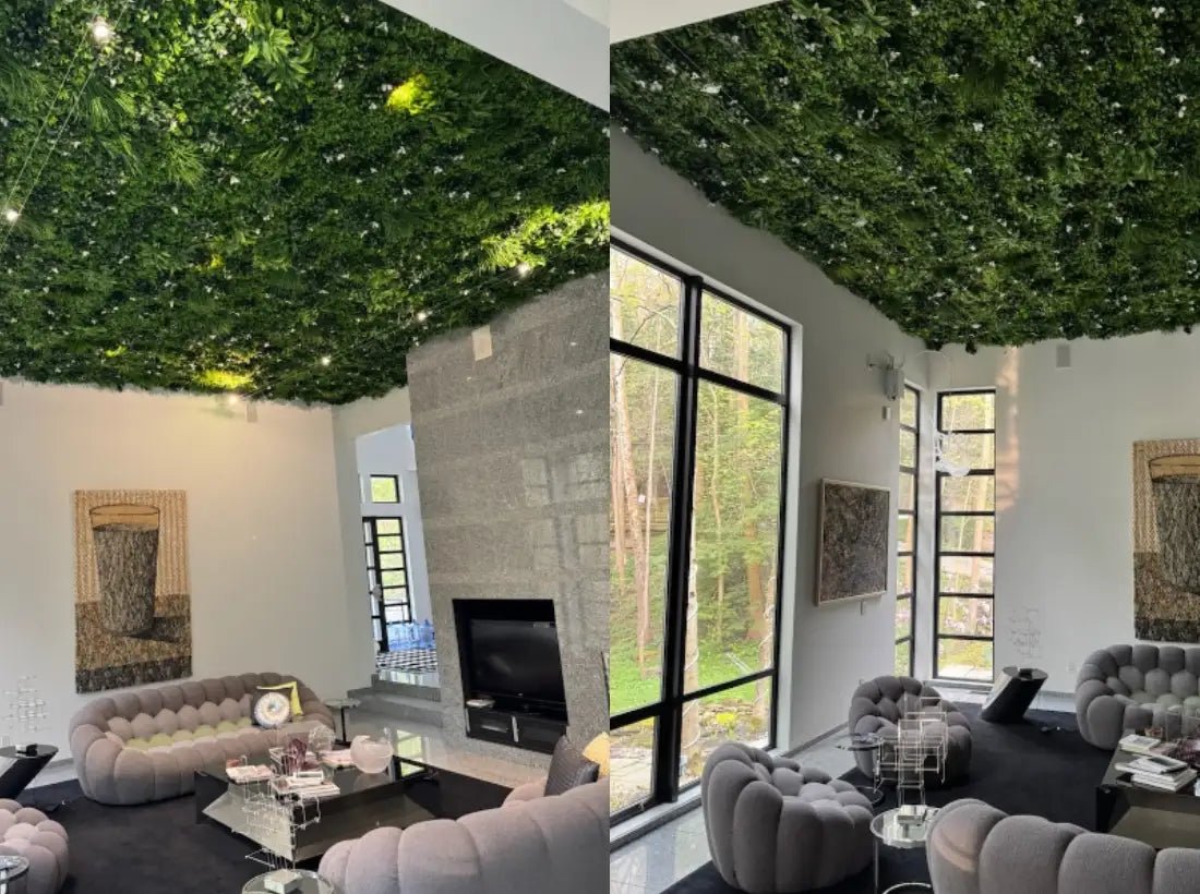 artificial green walls on the ceiling Designer Plants case study