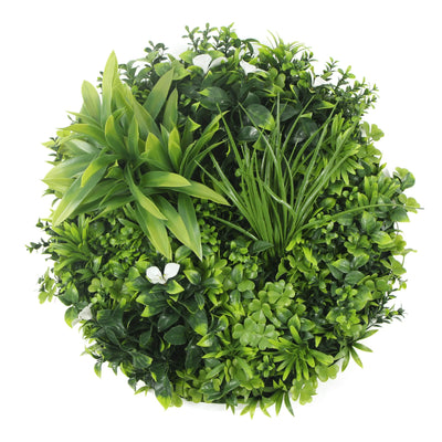 Artificial Green Wall Disc 20in – Black Frame – UV Resistant – Commercial Grade