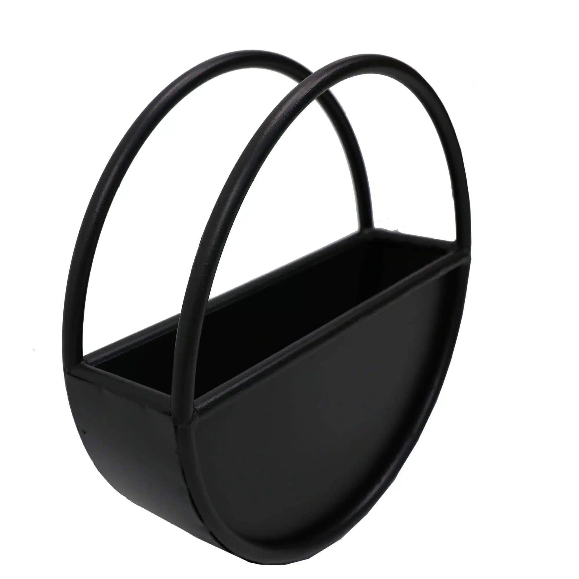 Floating Half Moon Metal Wall Planter – Onyx Black 35cm