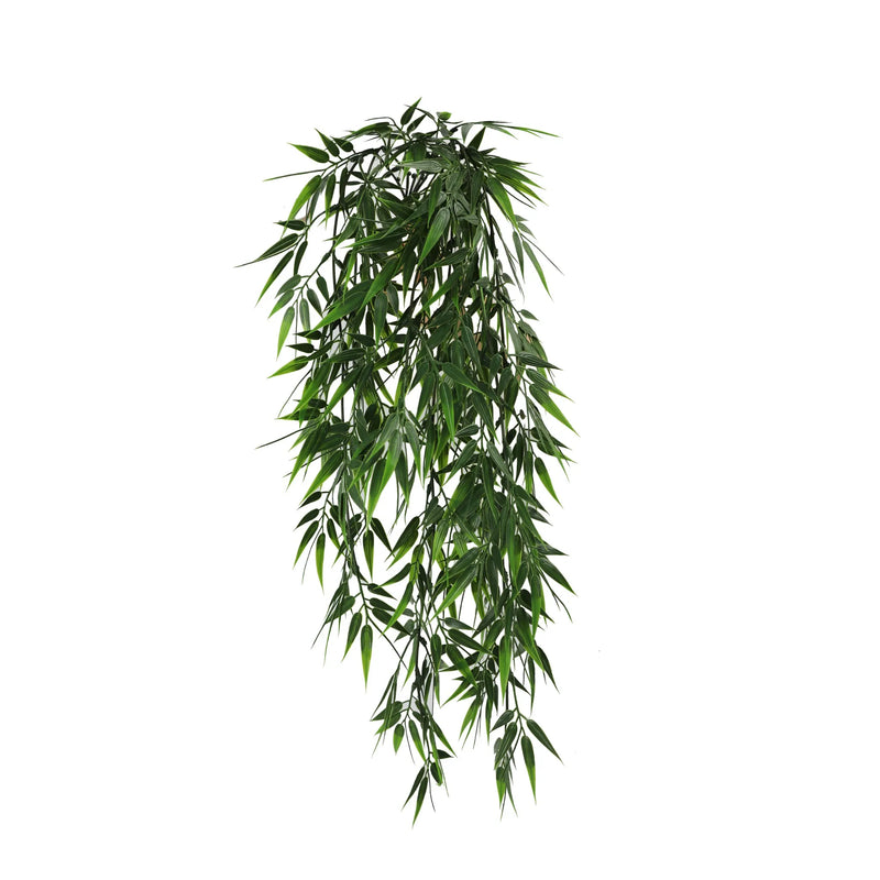 Artificial Hanging Bamboo Leaf Garland Bushes – Dark Green UV Resistant & Fire Rated | 6.7in x 30in (17cm x 76cm Each)
