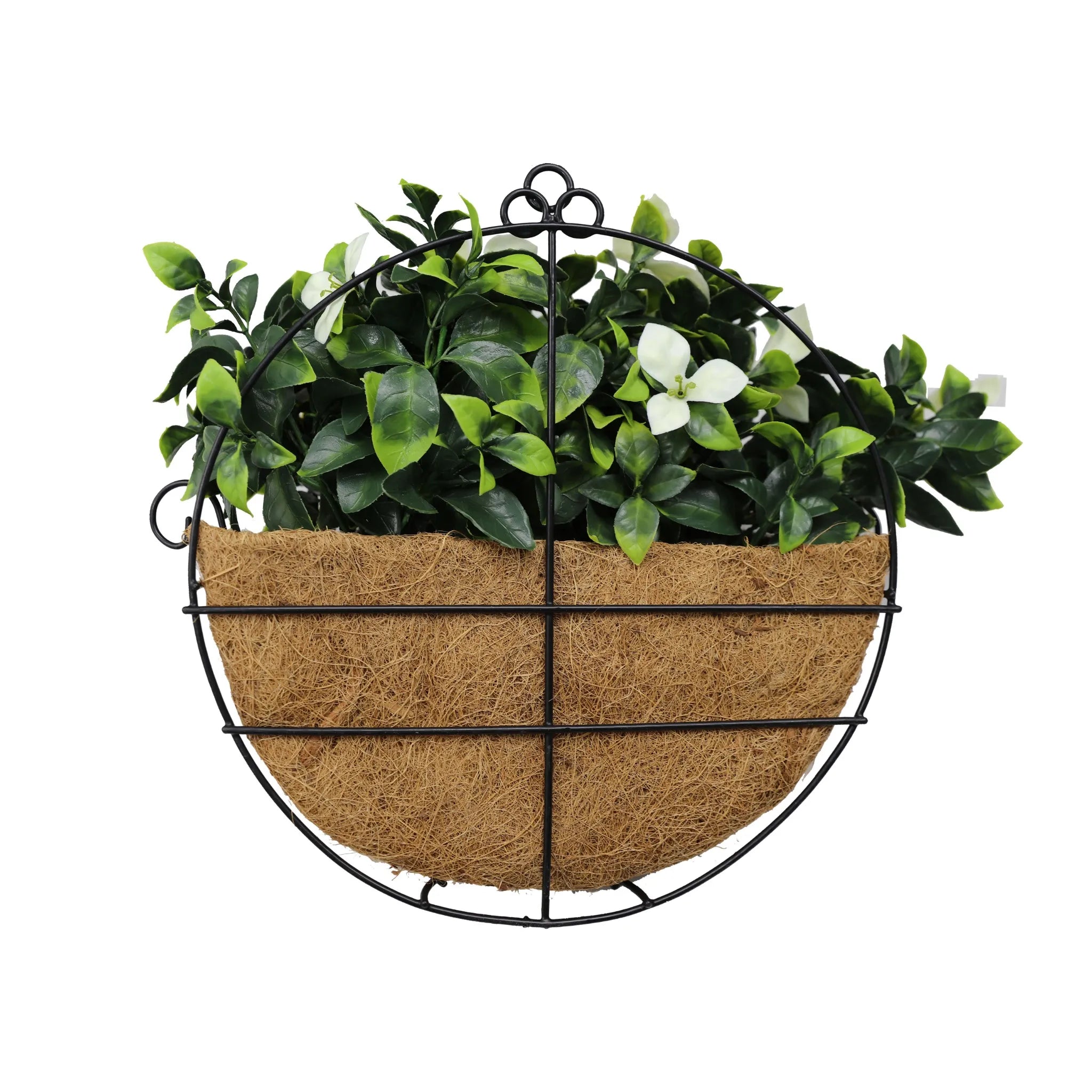 Artificial Wall Basket – Flowering White Jasmine (7.9in x 13.8in | 20cm x 35cm, UV Resistant)