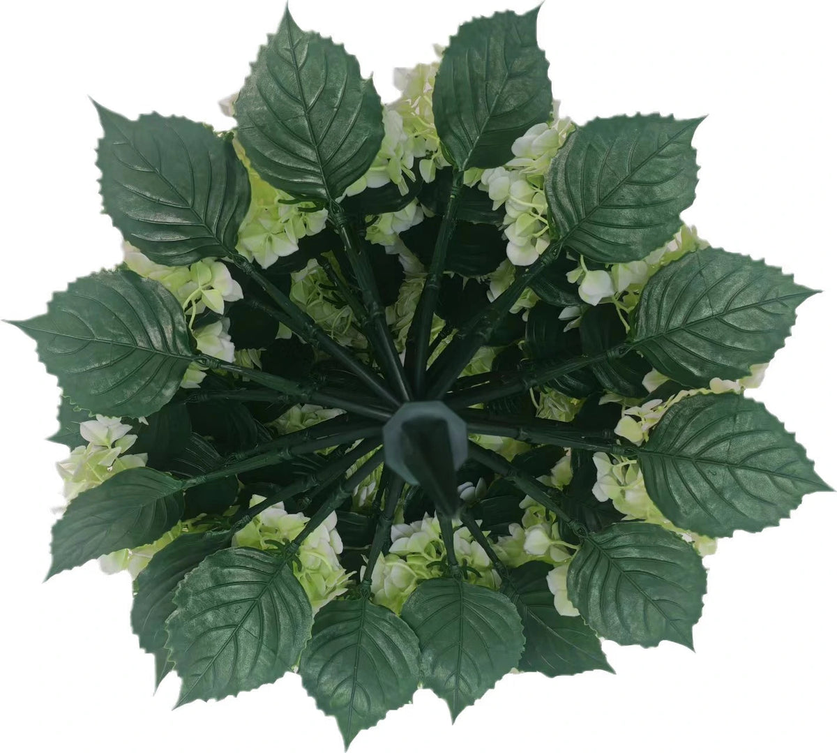 White Artificial Hydrangea Bush on Stake 18"