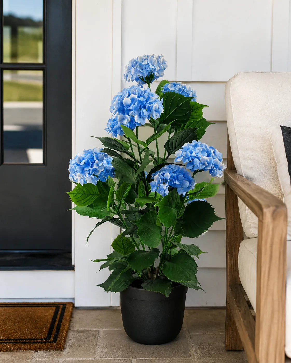 Natural Sky-Blue Hydrangea Artificial Tree 35.4in – UV Resistant