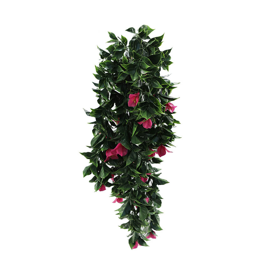 hanging pink plant Pink Bougainvillea Artificial Hanging Plant Set of 5 35in – UV Resistant