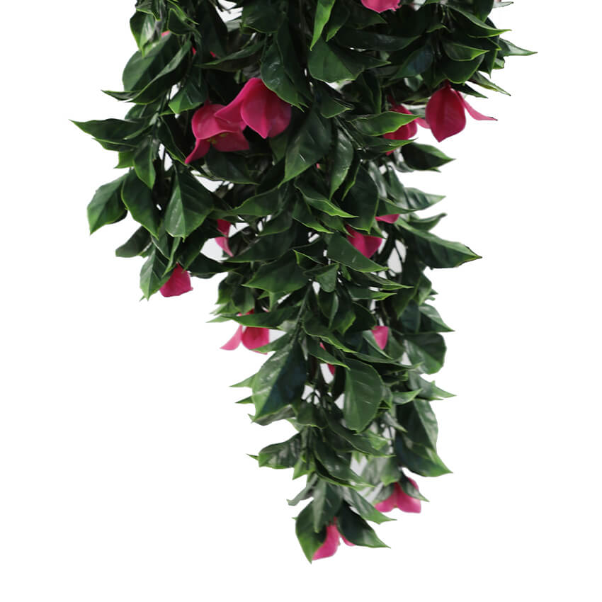 (5 piezas) Planta de buganvilla artificial colgante de color rosa vibrante, resistente a los rayos UV, 35"