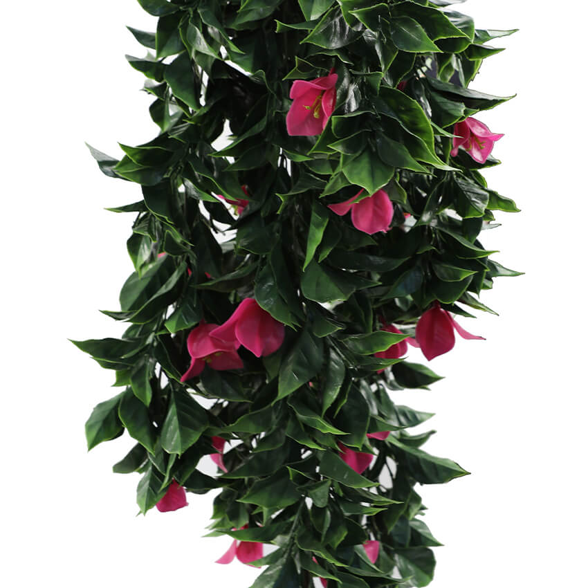 (5 piezas) Planta de buganvilla artificial colgante de color rosa vibrante, resistente a los rayos UV, 35"