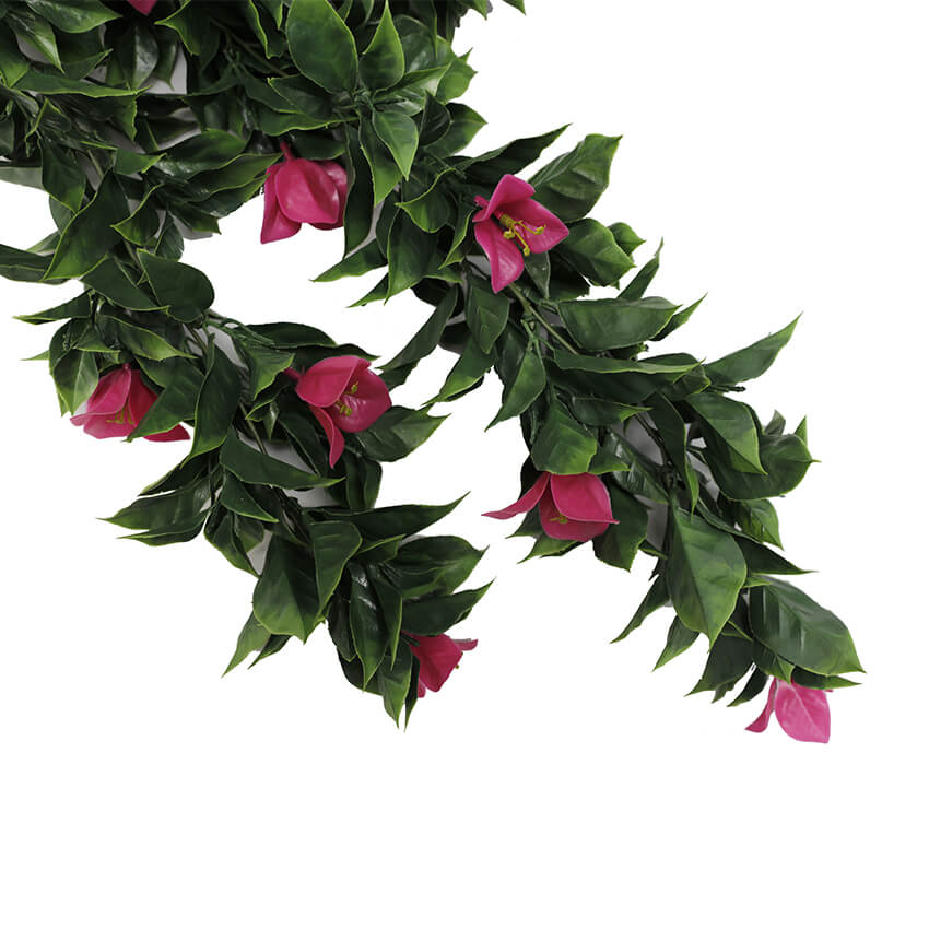(5 piezas) Planta de buganvilla artificial colgante de color rosa vibrante, resistente a los rayos UV, 35"