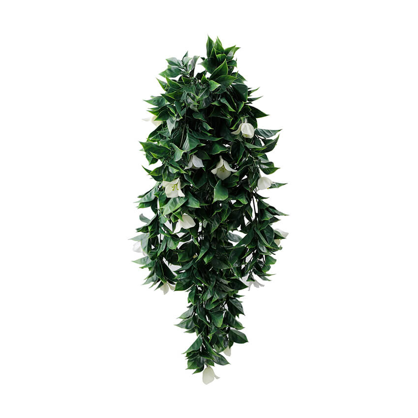 (5 piezas) Planta de buganvilla artificial blanca colgante resistente a los rayos UV 35"