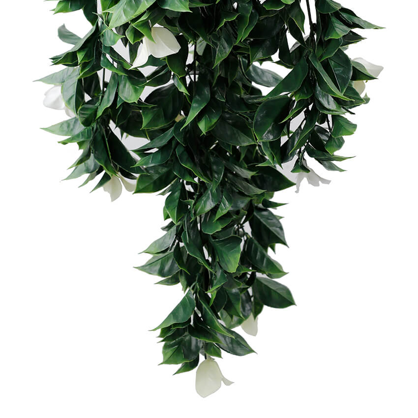 (5 piezas) Planta de buganvilla artificial blanca colgante resistente a los rayos UV 35"