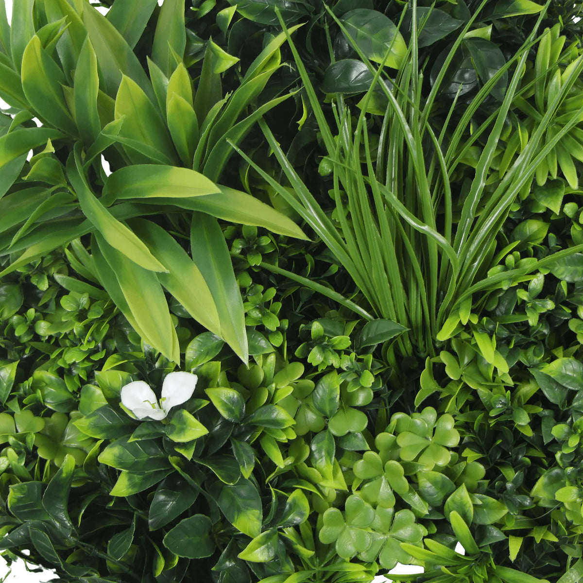 Artificial Green Wall Disc 30in – White Frame – UV Resistant – Commercial Grade — Non Fire Resistant, UV Resistant