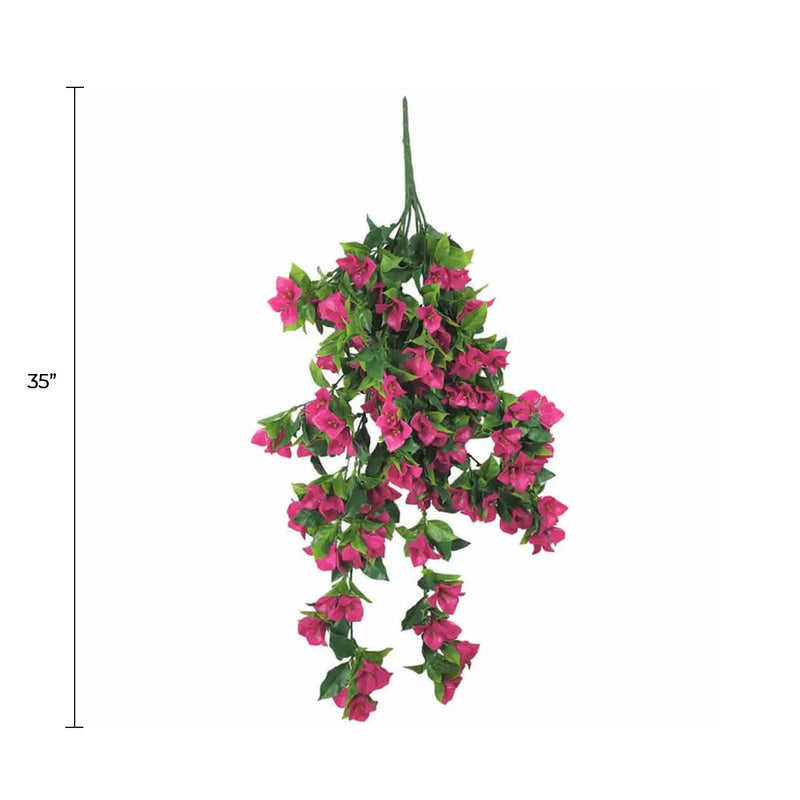 (5 Pieces) Vibrant Pink Hanging Artificial Bougainvillea Plant, UV Resistant 35"