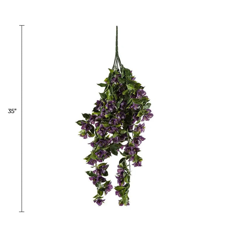 (5 Pieces) Vibrant Purple Hanging Artificial Bougainvillea Plant UV Resistant, 35"