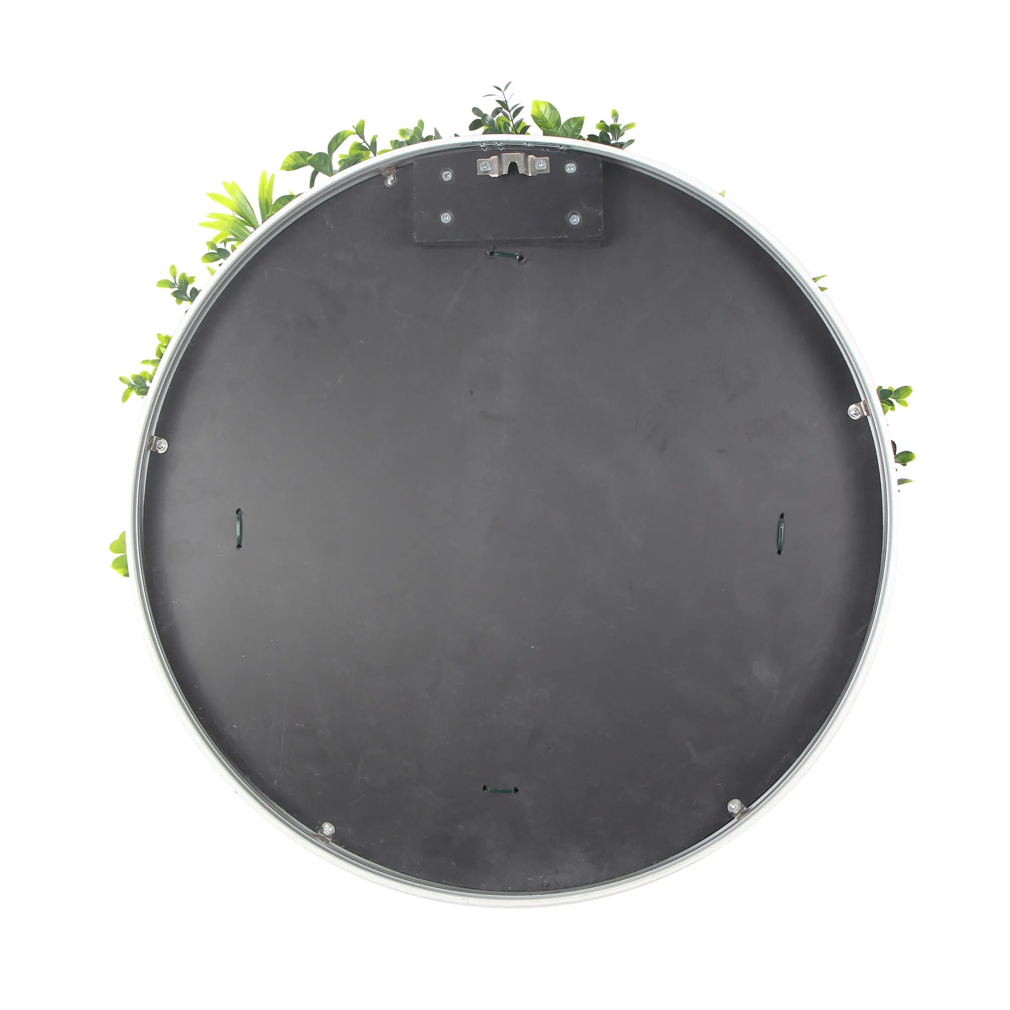 Artificial Green Wall Disc 30in – White Frame – UV Resistant – Commercial Grade