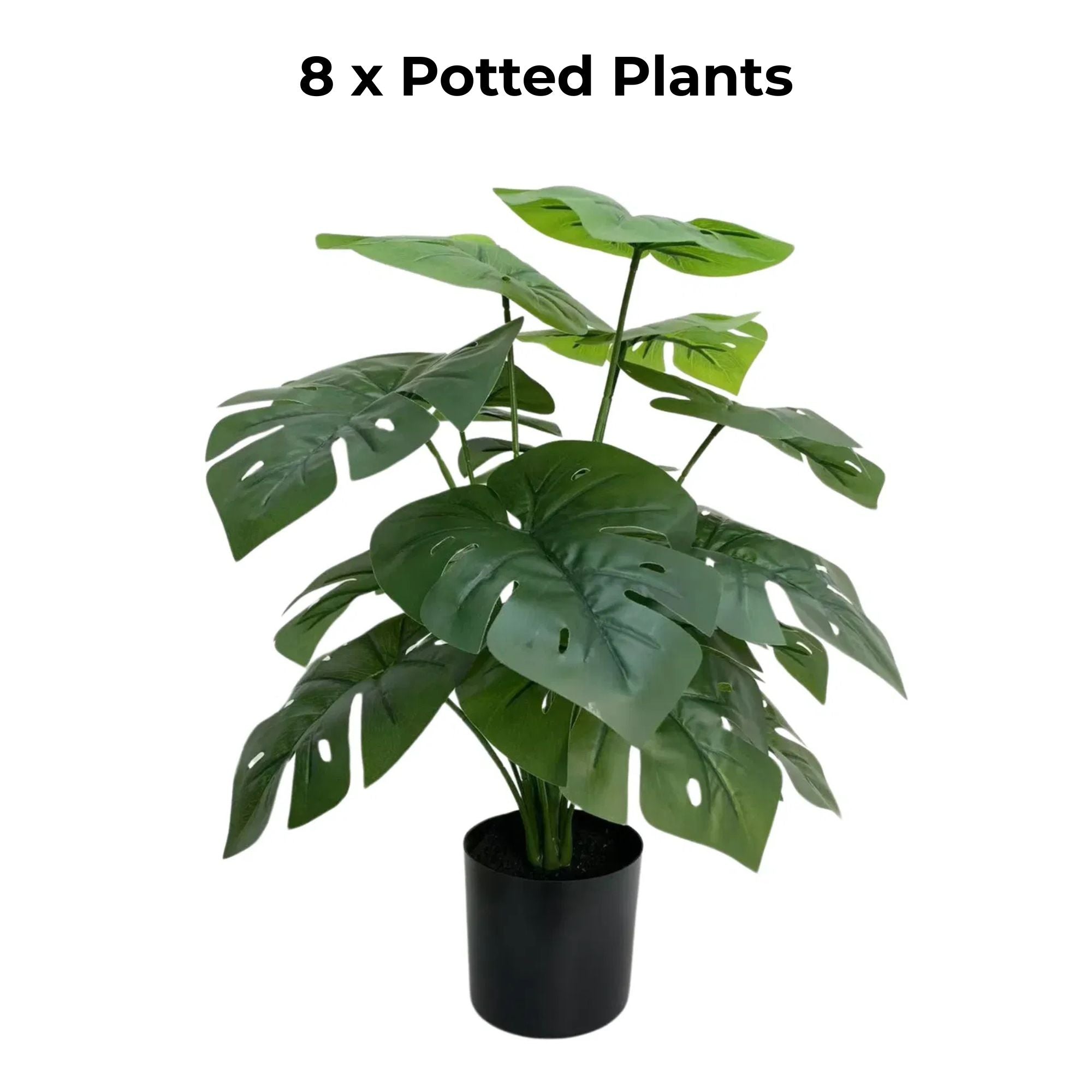 Set of 8 Artificial Potted Split Philodendron (Monstera) Plants 20"
