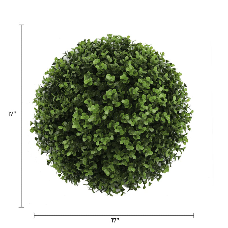 Almost Natural Artificial Buxus Topiary Ball 17" UV Resistant Set of 2