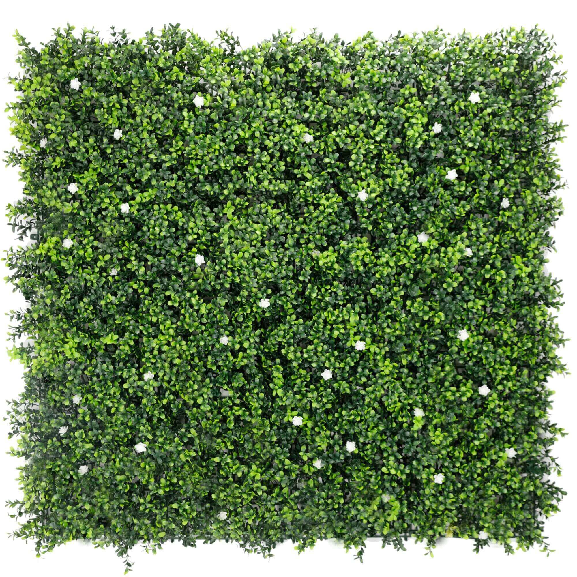 Pared de boj artificial con flores blancas 40" x 40" 11SQ FT resistente a los rayos UV
