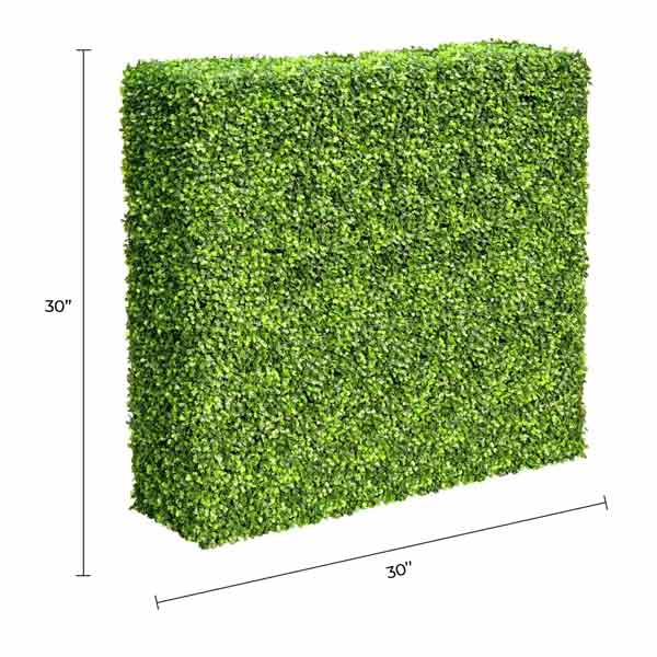 Premium Light Green Artificial Boxwood Hedge 30"L x 30"H Commercial Grade UV Resistant