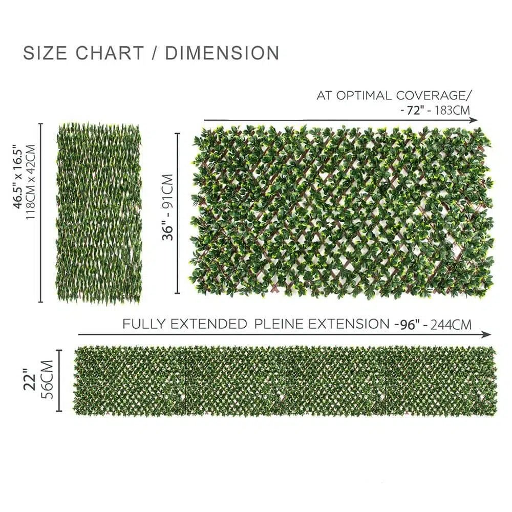 Valla de privacidad expandible con enrejado de jazmín sintético (tamaño variable) resistente a los rayos UV, 72" x 36"