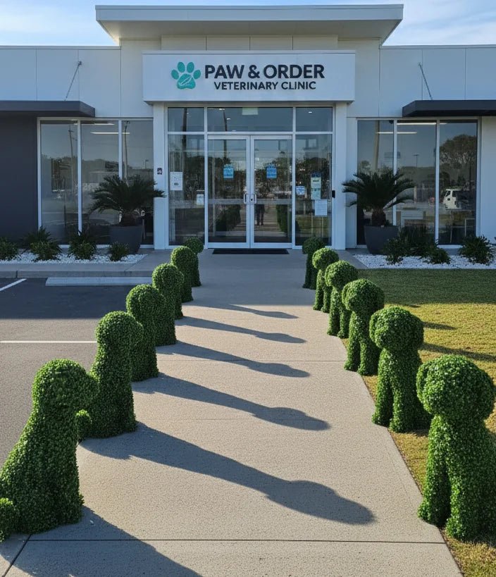 Boxwood Dog Artificial Topiary – Indoor and Outdoor — Non Fire Resistant, UV Resistant