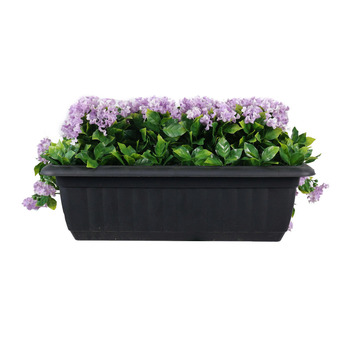 Artificial Window Box Planter – Draping Lilac Flowering (20×14in) – UV Resistant, Budget Artificial Hanging Plants & Bushes
