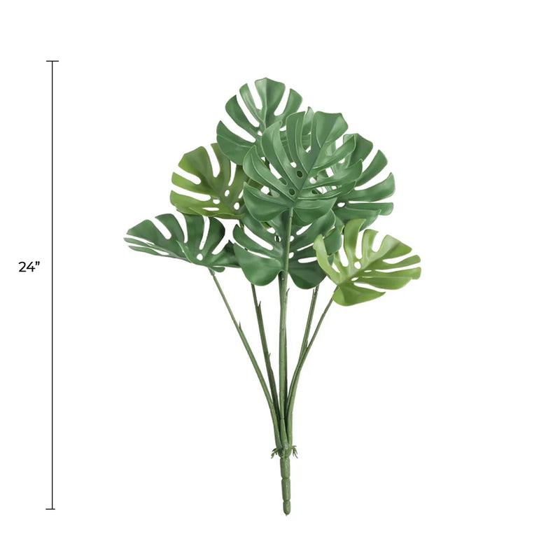 Artificial Monstera Split Leaf Philodendron Plant Stem 24" UV Resistant (Outdoor Proof)