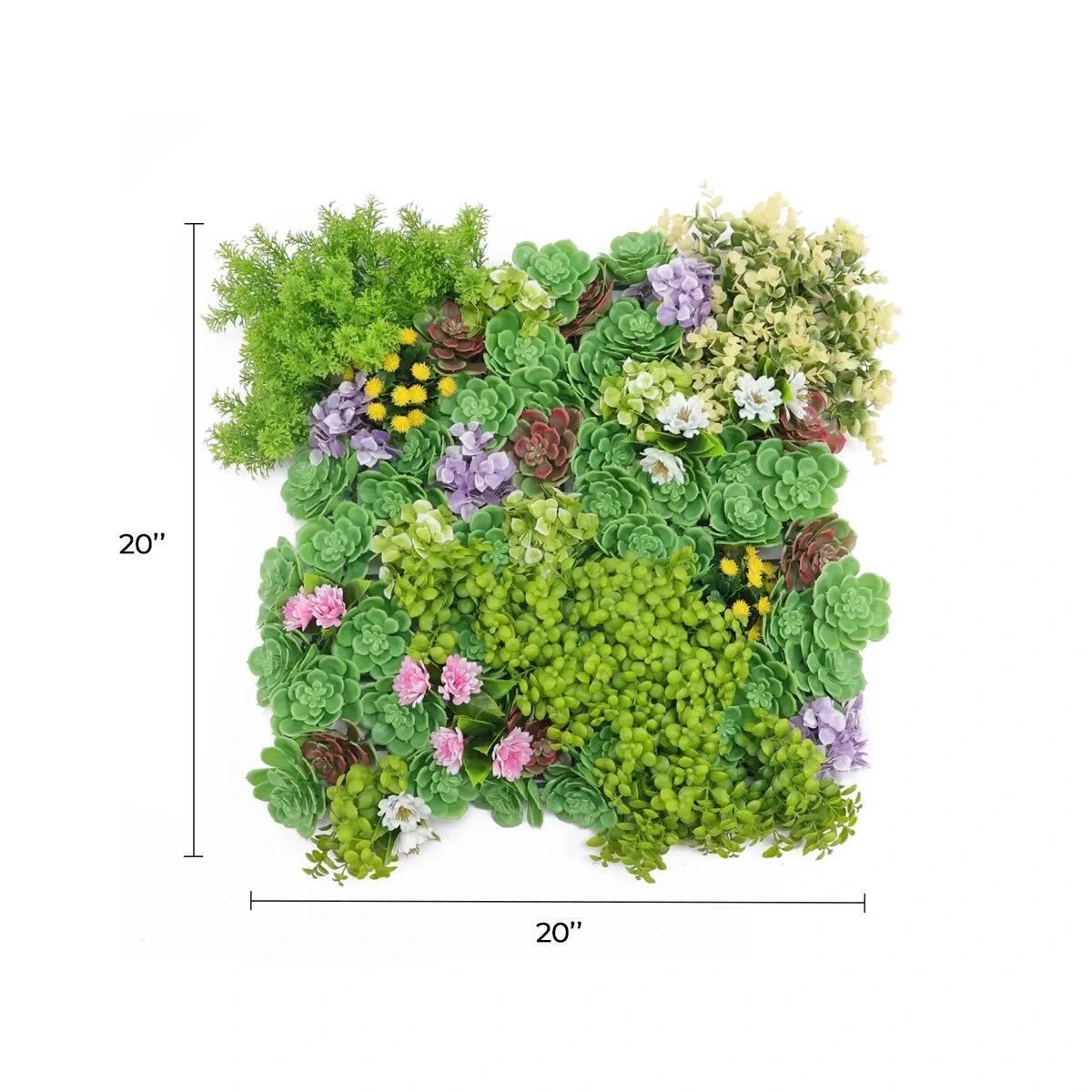 Artificial Dense Succulent Green Wall / Vertical Garden Panel 20" x 20" UV Resistant