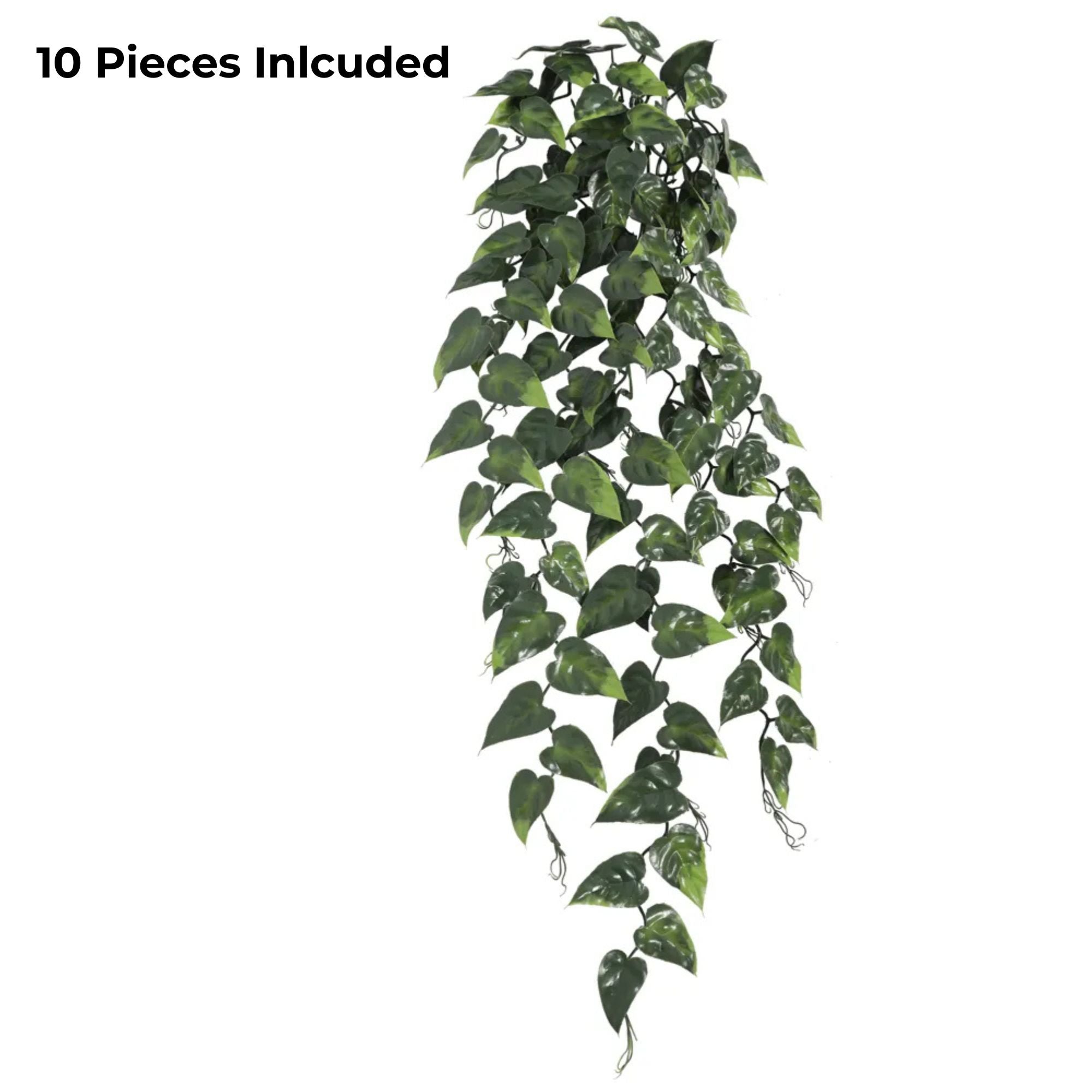 Devil's Ivy Artificial Hanging Plant – 33.5" UV-Resistant Lifelike Greenery (Set of 10)