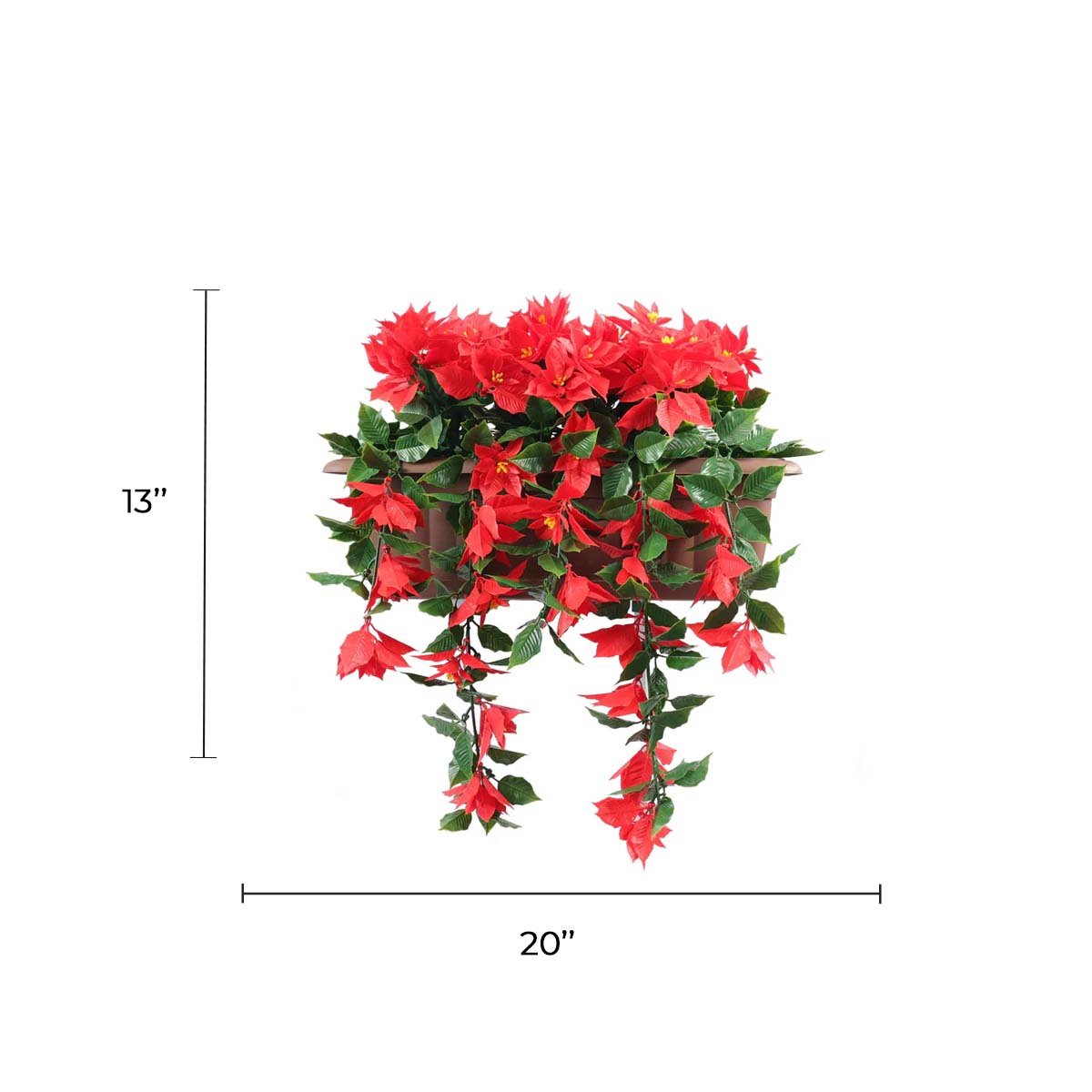 Artificial Draping Poinsettia Window Box Planter 20" x 14" UV Resistant (Outdoor Proof)