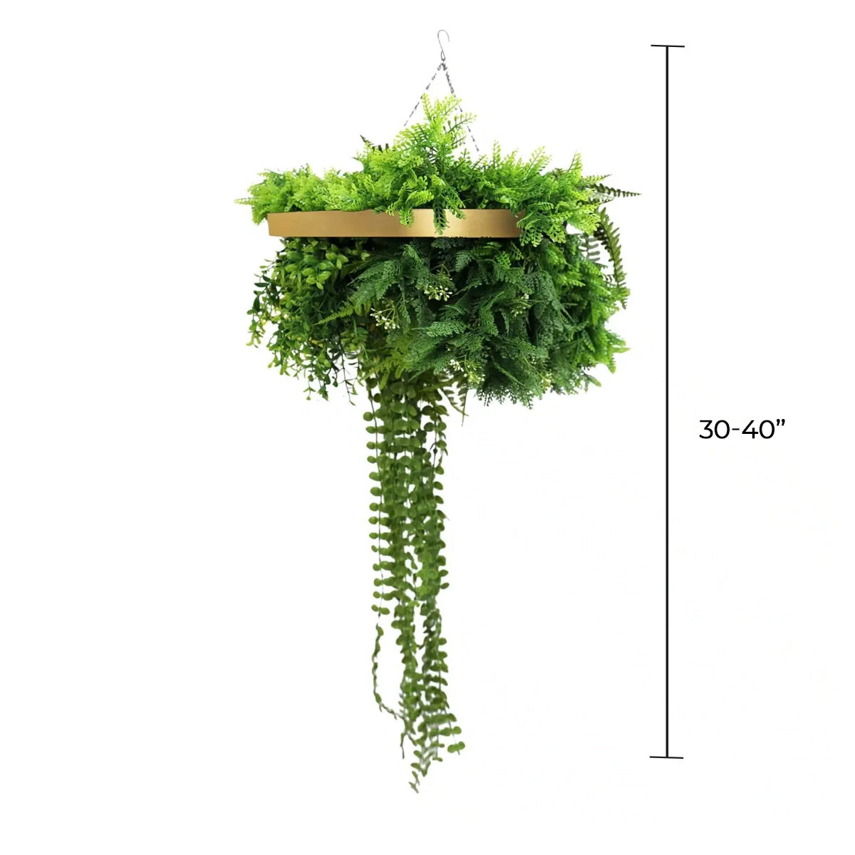 Artificial Hanging Green Wall Disc – Gold Frame (16" Diameter)