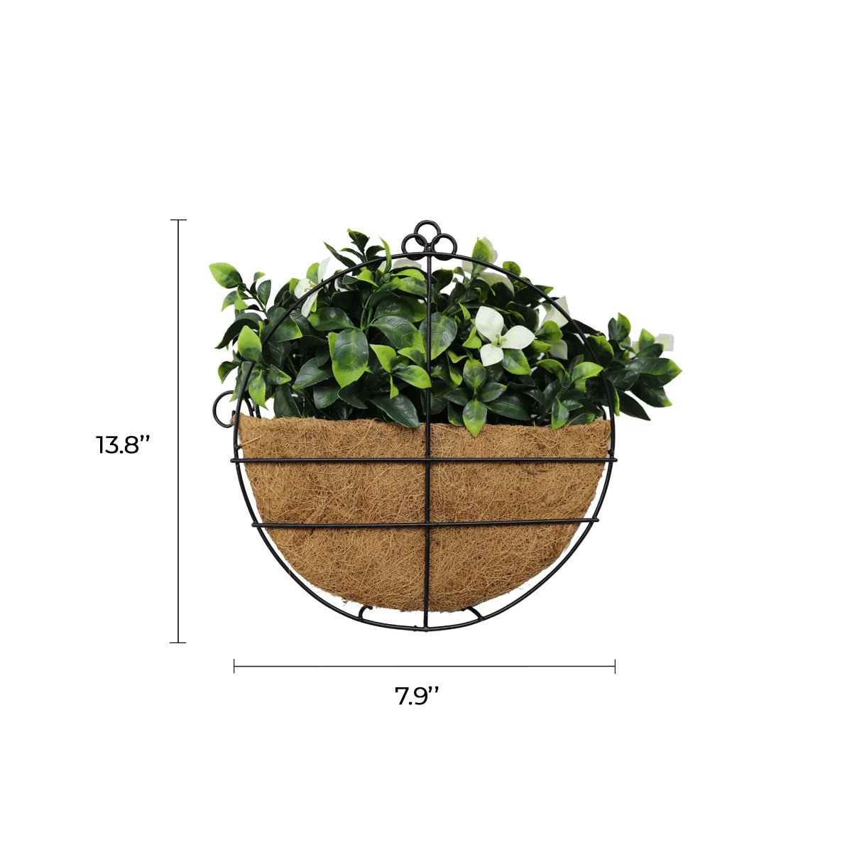 Artificial Wall Basket – Flowering White Jasmine (7.9in x 13.8in | 20cm x 35cm, UV Resistant)