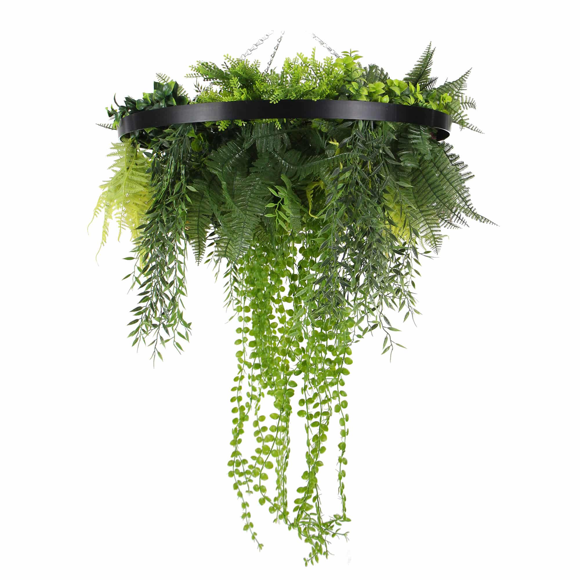 Draping Plant Artificial Roof Hanging Disc 24in – Black Frame – UV Resistant — featuring Non UV Resistant