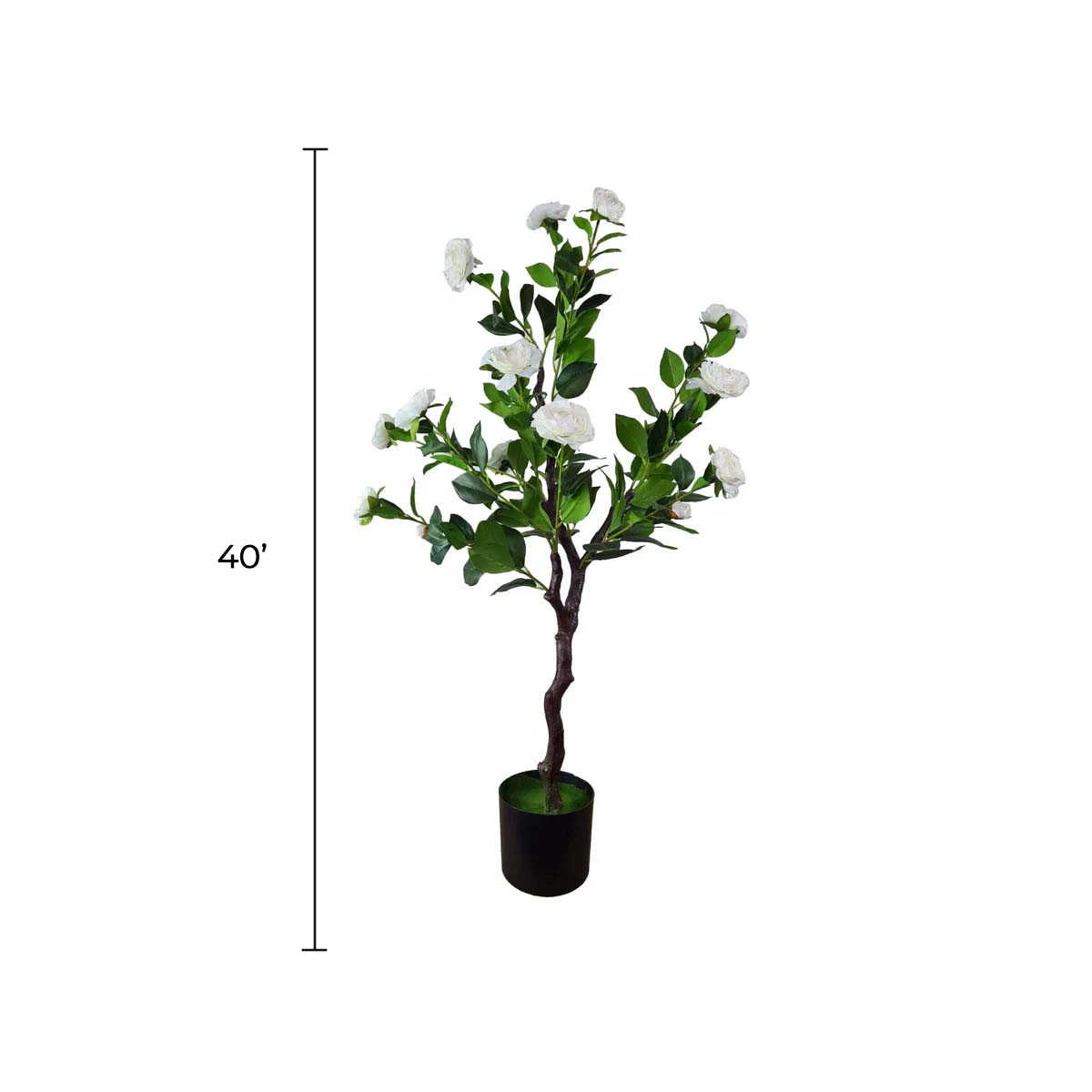 Flowering Natural White Artificial Camellia Tree 40" High (Clearance)