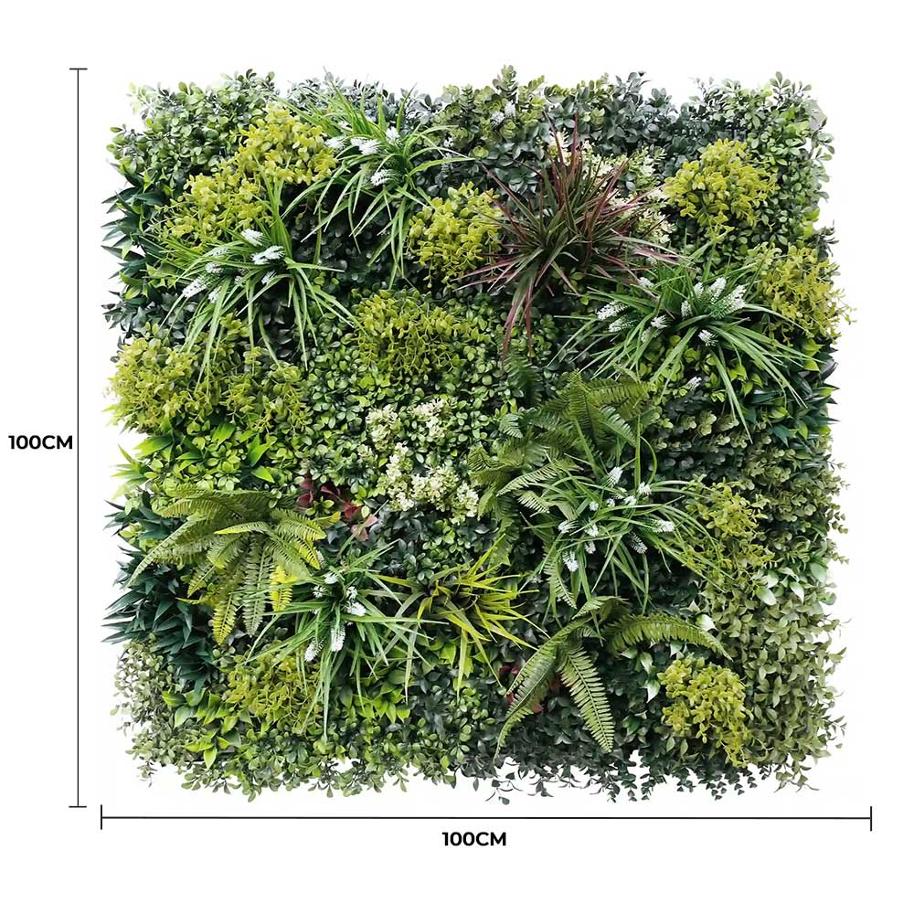 Panel de muestra del jardín vertical artificial ultralujoso Lush Spring (muestra pequeña) resistente a los rayos UV
