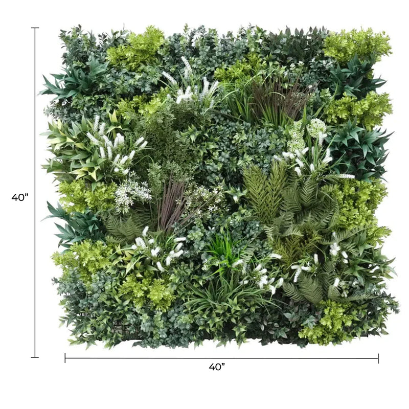 Luxury Garden of Eden 40" x 40" 11SQ FT Ultra Premium Metal Backed Commercial UV Green Wall NFPA Fire Resistant