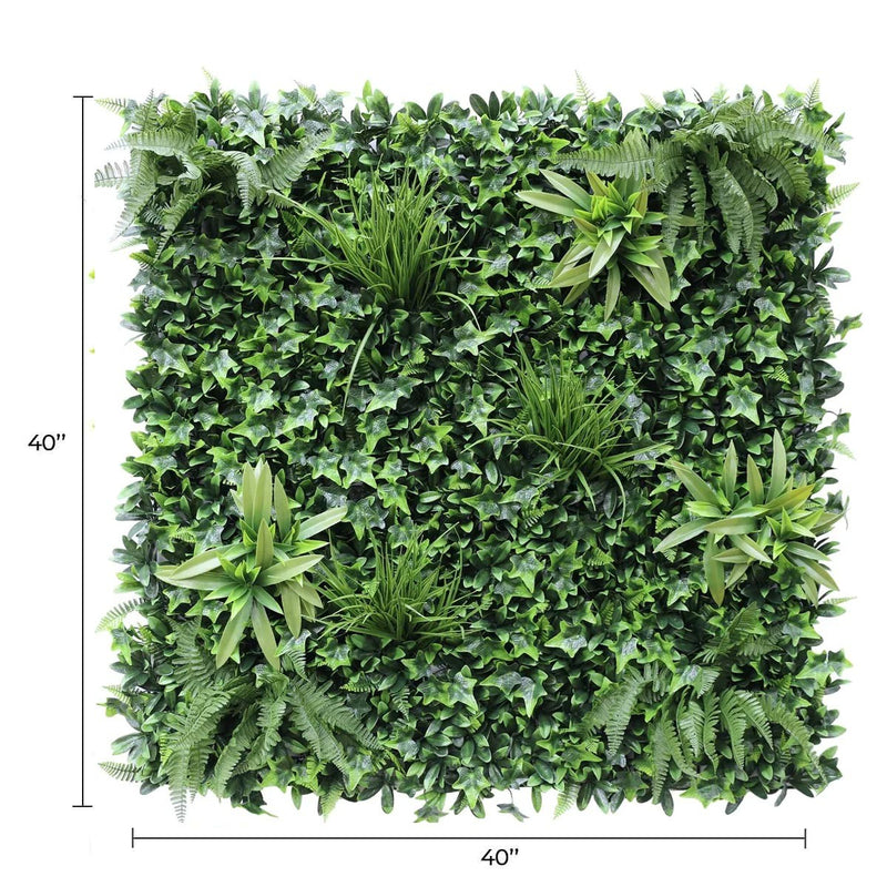 Luxury Green Tropics Artificial Living Wall /  Green Wall 40" x 40" 11SQ FT Commercial Grade UV Resistant