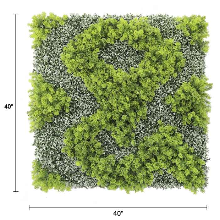Natural Green and White Moss Artificial Vertical Garden Green Wall Panel 40×40in – UV Resistant – Commercial Grade — Living…