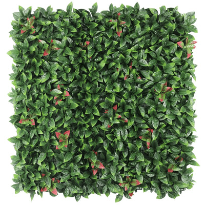 Panel de pared verde de jardín vertical artificial Photinia 40×40in 11 SQ FT – Resistente a los rayos UV – Grado comercial