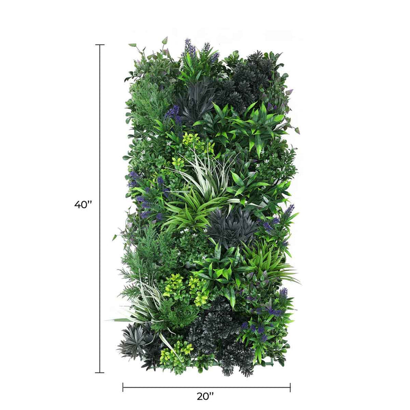 Premium Artificial Green Wall Rustic Botanical Lavender 40"x 20" Commercial Grade UV Resistant