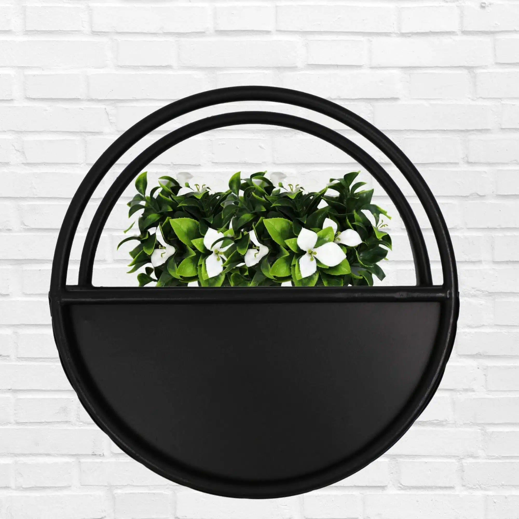 metal round hanging planter Premium Floating Half Moon / Semi Circle Metal Wall Planter