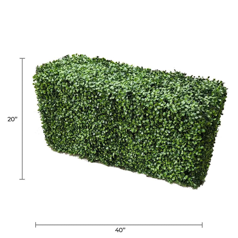 Two-tone green artificial boxwood hedge, 40" long.