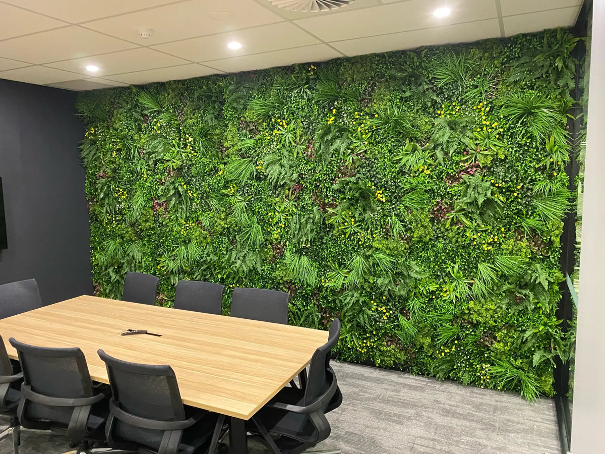 Country Fern Artificial Vertical Garden Green Wall Panel 40×40in 11 SQ FT – UV Resistant – Commercial Grade by Designer…