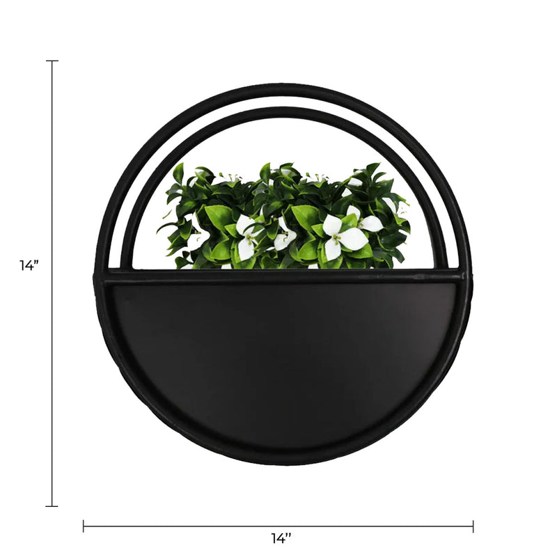 Premium Floating Half Moon / Semi Circle Metal Wall Planter | Onyx Black 35cm / 14"