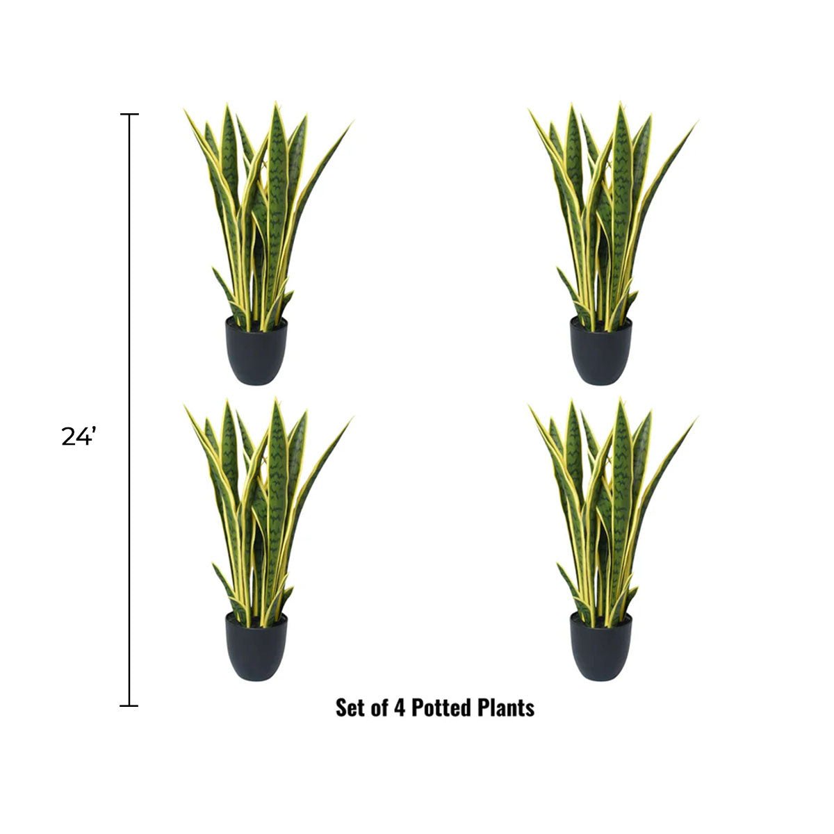 Set of 4 Artificial Yellow Tongue Plants (Snake Plant) - UV Resistant (Clearance)