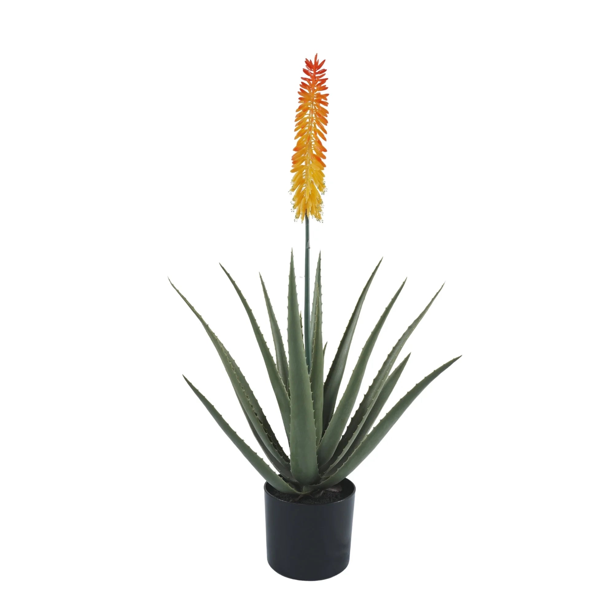 aloe vera artificial plant Premium Artificial Aloe Vera 33.5" | Realistic Faux Succulent with Orange Flower | Indoor Outdoor Home Office Tabletop Plant
