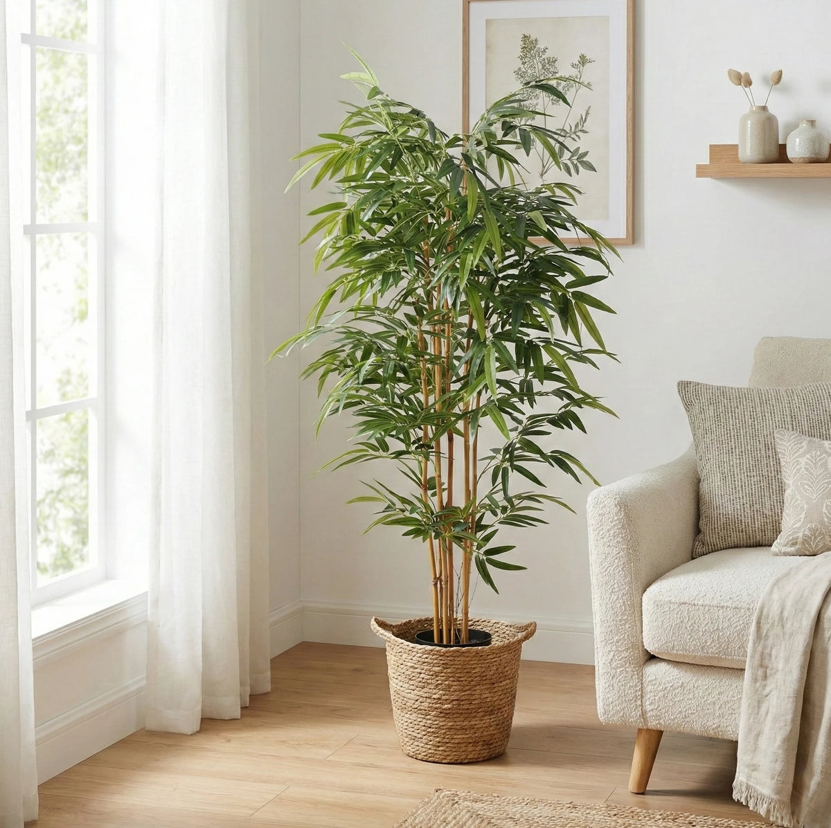 Potted Bamboo Natural Trunk Artificial Tree 70.9in (Designer Plants USA) — view 4 of 8