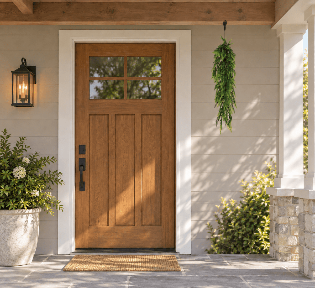 Single 30-inch UV-resistant fern hanging garland shown outdoors at accurate scale