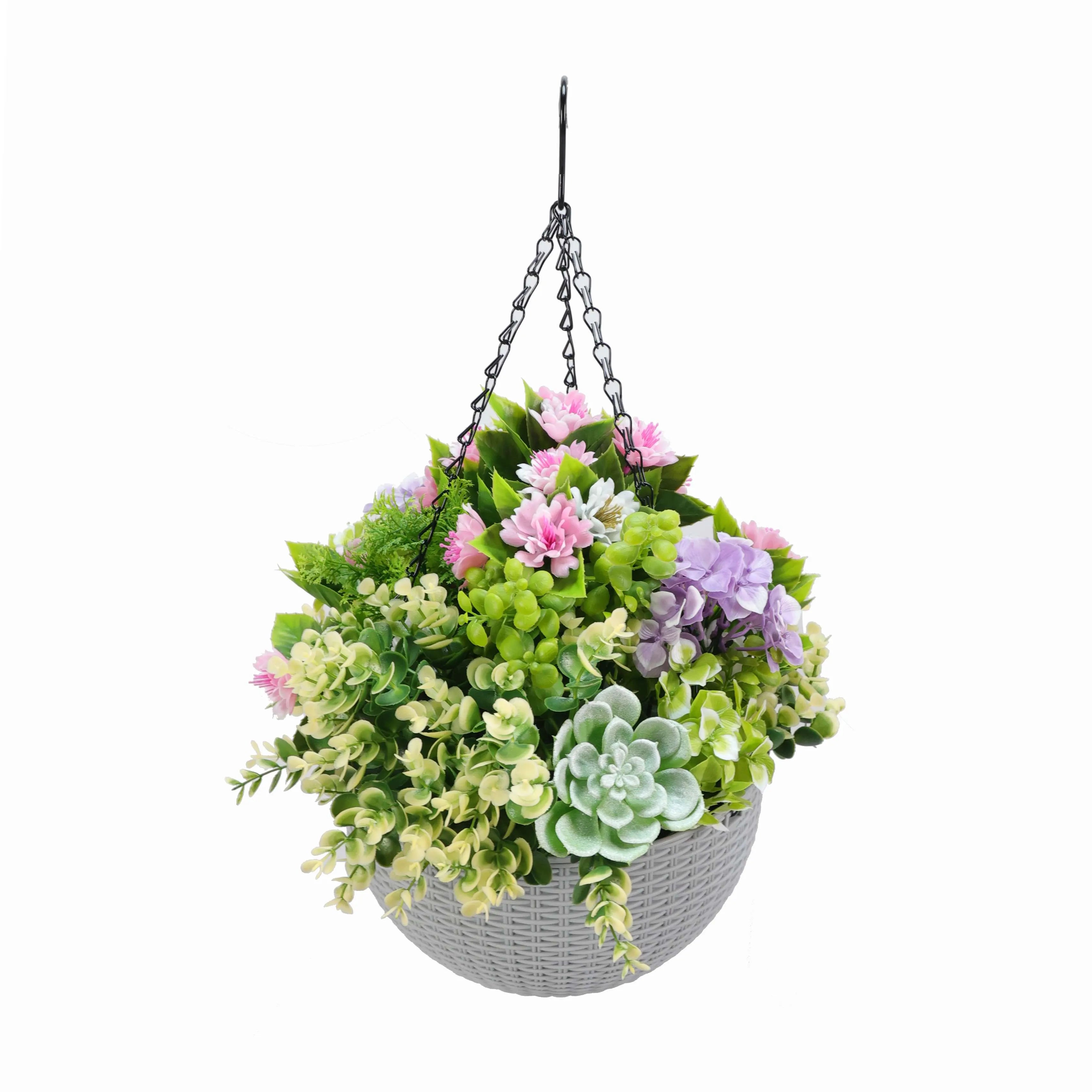 artificial succulent hanging plants Hanging Artificial Succulent Basket 14" UV Resistant