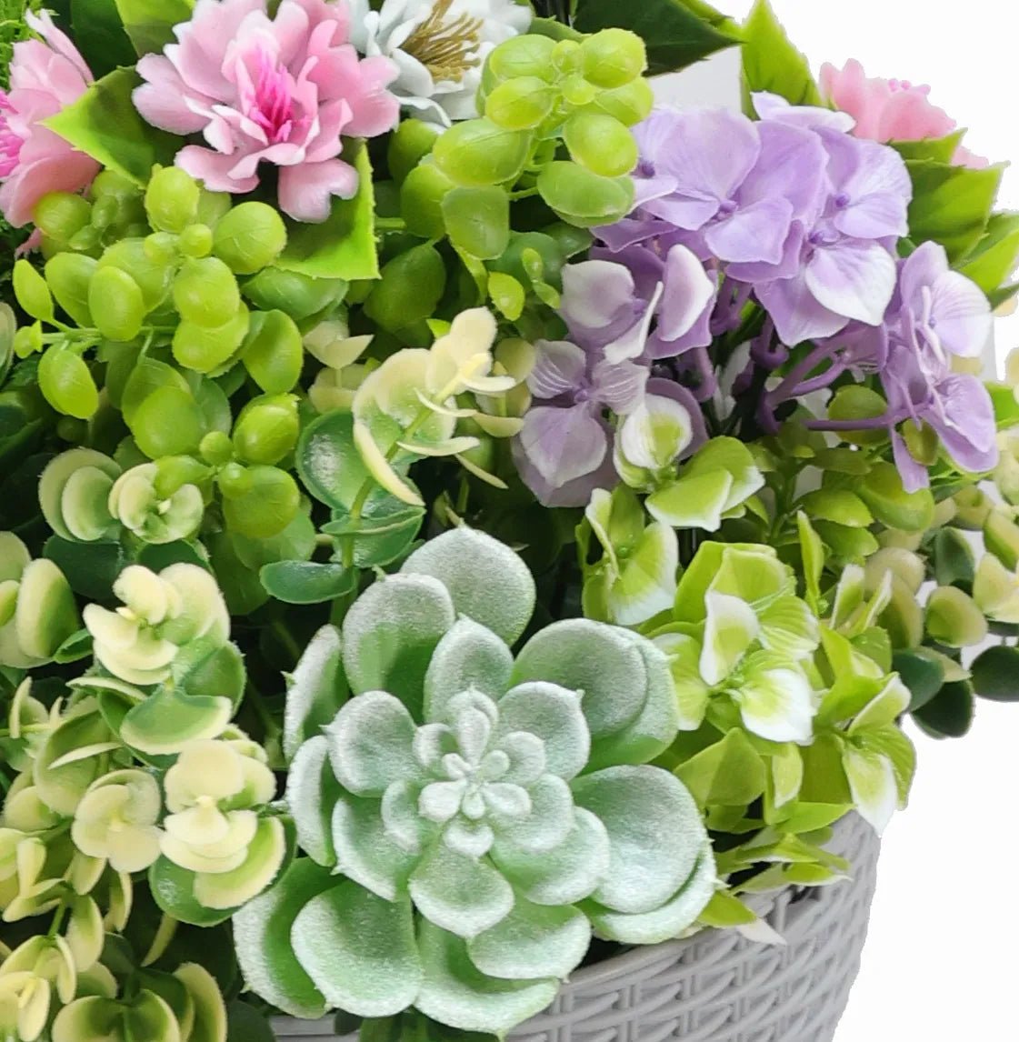 Succulent Artificial Hanging Basket 14in – UV Resistant